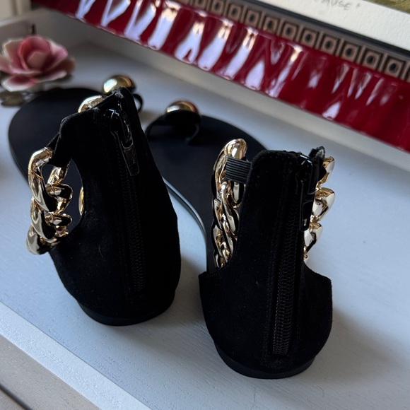 INC International Concepts Black Sandals with Gold Accents - Picture 3 of 4